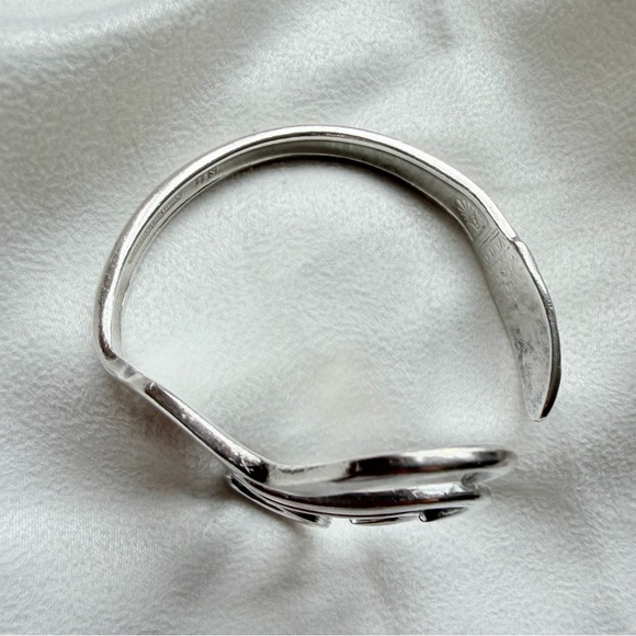 Sterling Silver Plate Sculptural Fork-Form First Love Coachella Cuff Bracelet - Picture 5 of 16